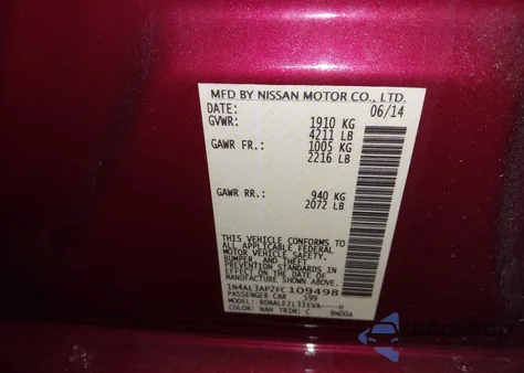 2015 Nissan Altima 2.5 S from USA, damaged, VIN 1N4AL3AP2FC109498